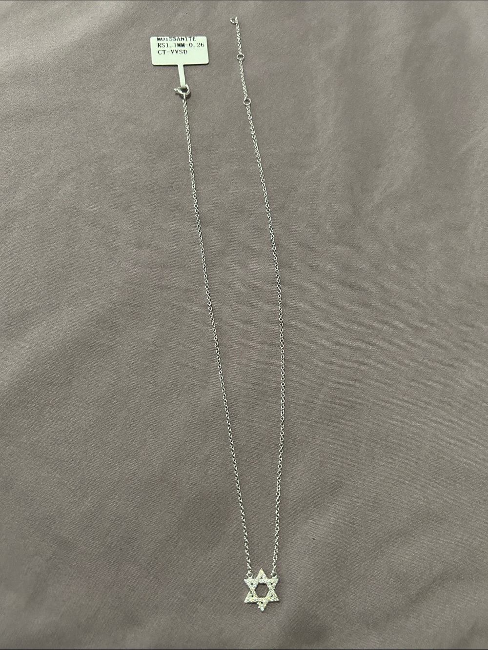 Moissanite Encrusted Star of David Pendant Necklace - Sparkling Silver Tone